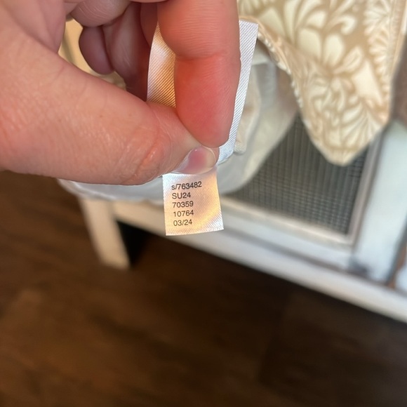 Loft Tile Tie Neck Flutter Sleeve Mini Dress Size S Gulf Sands Summer 2024 NEW - Picture 4 of 5